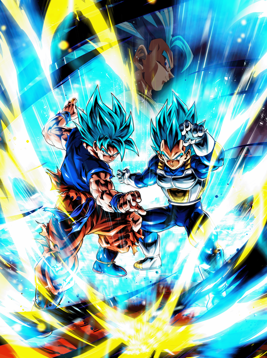 Super Saiyan Blue Goku and Vegeta official Dragon Ball artwork