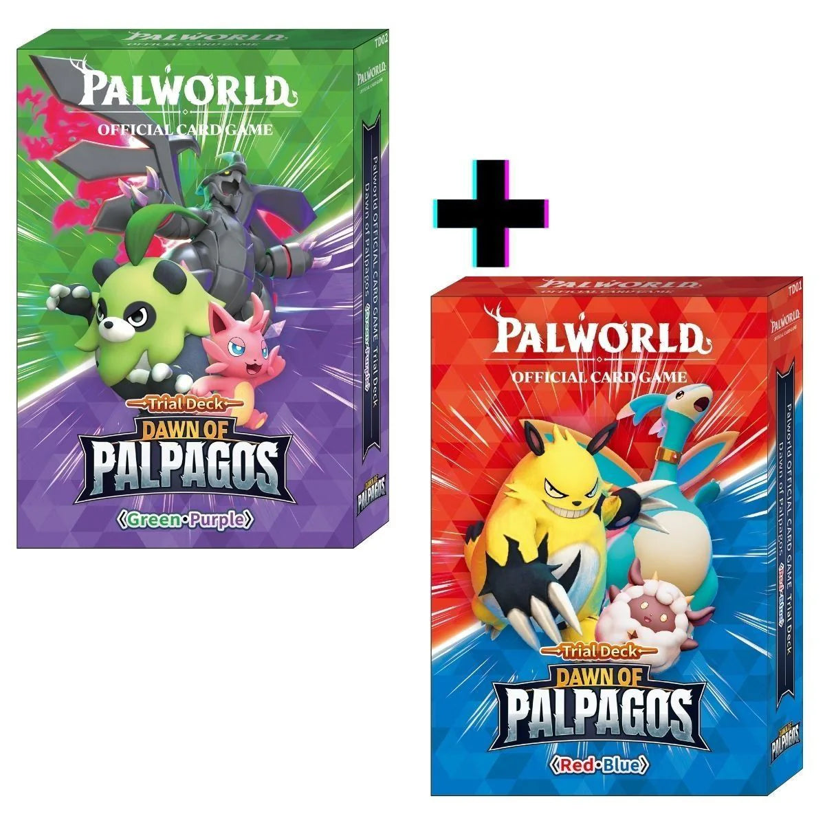 Palworld Official Card Game Trial Deck Bundle – Dawn of Palpagos (Green/Purple + Red/Blue) PREORDER | Release Date July 30, 2026