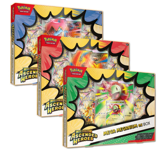 Ascended Heroes - Mega Meganium ex Box - Mega Emboar ex Box - Mega Feraligatr ex Trio Box (Pre-Order)