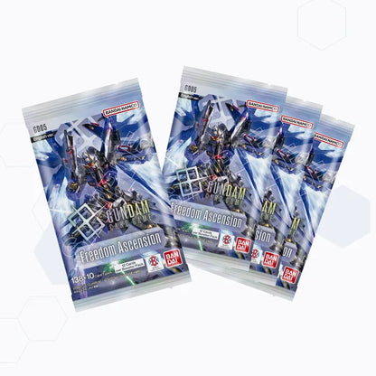 Four Gundam Card Game Freedom Ascension GD05 booster packs included with SC01
